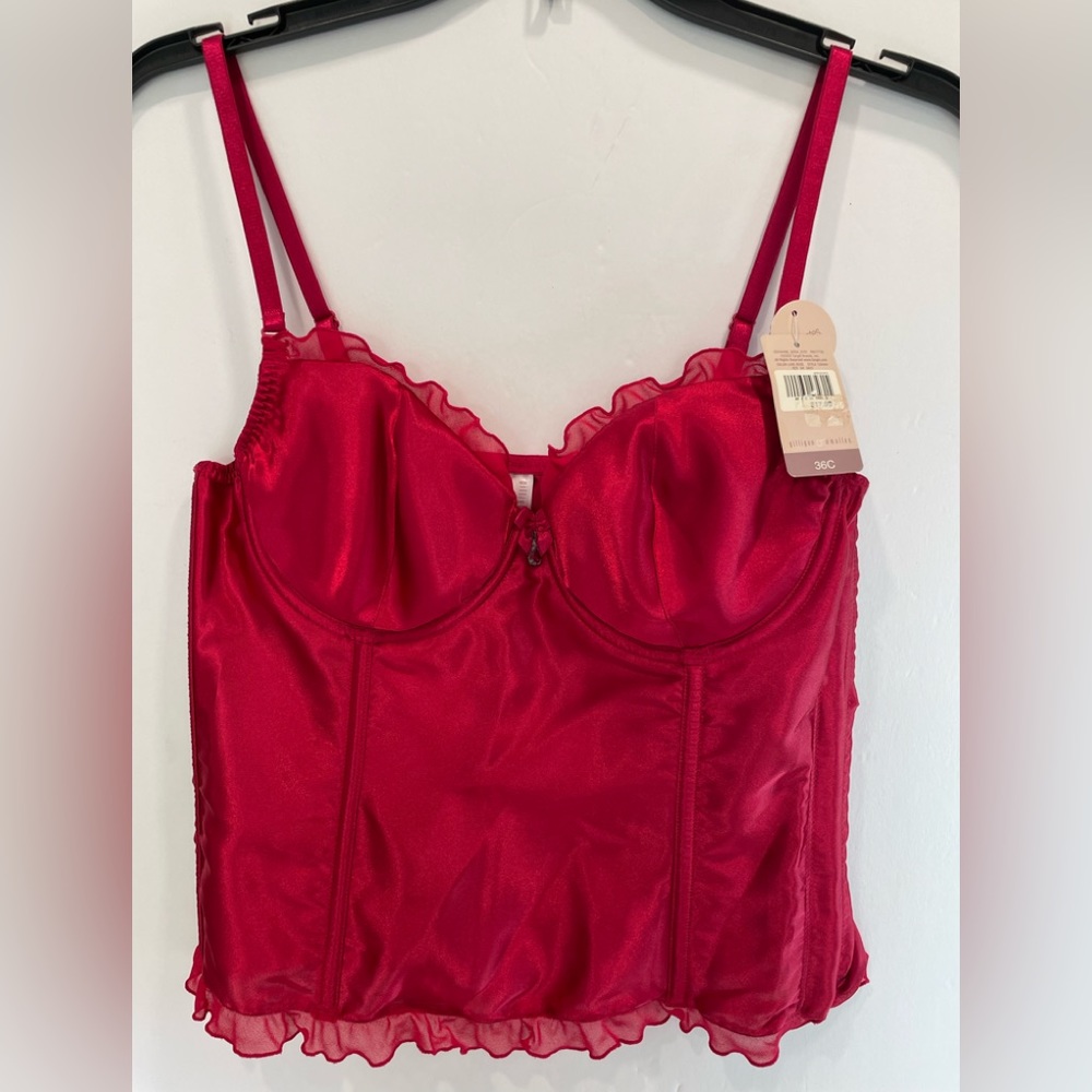 NWT Vintage Gillian and O'Malley Red Satin Corset. 36C